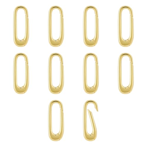 QIUTIMIY 10 Stück 18 Karat vergoldete ovale Schmuckverschlüsse,Schmuck-Halskettenverbinder zum Verlängern oder Reparieren,Gold（17.9 * 7 * 2.7mm） von QIUTIMIY