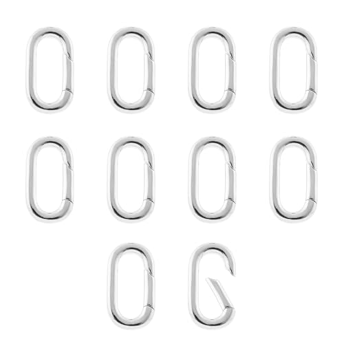 QIUTIMIY 10 Stück 18 Karat vergoldete ovale Schmuckverschlüsse,Schmuck-Halskettenverbinder zum Verlängern oder Reparieren,Silber（14 * 7.8 * 2.2mm） von QIUTIMIY