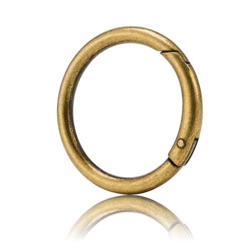 QIUTIMIY 15 Stück Rund Karabinerring O-Ring,Metall Runde Federspaltringe für Handtaschen, Schlüsselanhängern, Schnallen, Taschen, Geldbörsen(Bronze,25mm) von QIUTIMIY