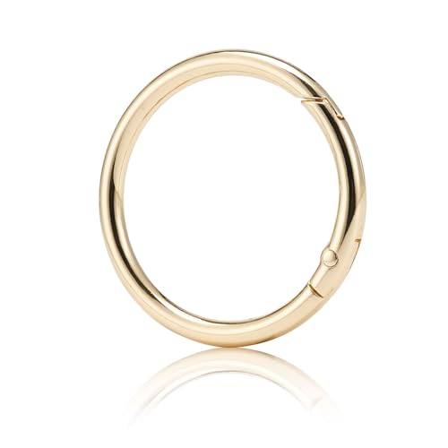 QIUTIMIY 15 Stück Rund Karabinerring O-Ring,Metall Runde Federspaltringe für Handtaschen, Schlüsselanhängern, Schnallen, Taschen, Geldbörsen(Gold,19mm) von QIUTIMIY