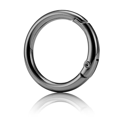 QIUTIMIY 15 Stück Rund Karabinerring O-Ring,Metall Runde Federspaltringe für Handtaschen, Schlüsselanhängern, Schnallen, Taschen, Geldbörsen(Pistole schwarz,19mm) von QIUTIMIY