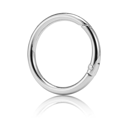 QIUTIMIY 15 Stück Rund Karabinerring O-Ring,Metall Runde Federspaltringe für Handtaschen, Schlüsselanhängern, Schnallen, Taschen, Geldbörsen(Silber,38mm) von QIUTIMIY