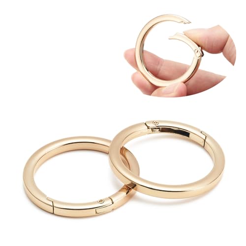 QIUTIMIY 4 Stück Rund Karabinerring O-Ring,Metall Runde Federspaltringe für Handtaschen, Schlüsselanhängern, Schnallen, Taschen, Geldbörsen(Gold,38mm) von QIUTIMIY