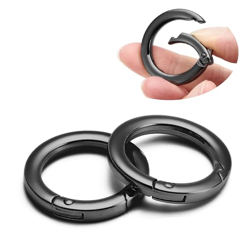 QIUTIMIY 4 Stück Rund Karabinerring O-Ring,Metall Runde Federspaltringe für Handtaschen, Schlüsselanhängern, Schnallen, Taschen, Geldbörsen(Gunmetal,38mm) von QIUTIMIY