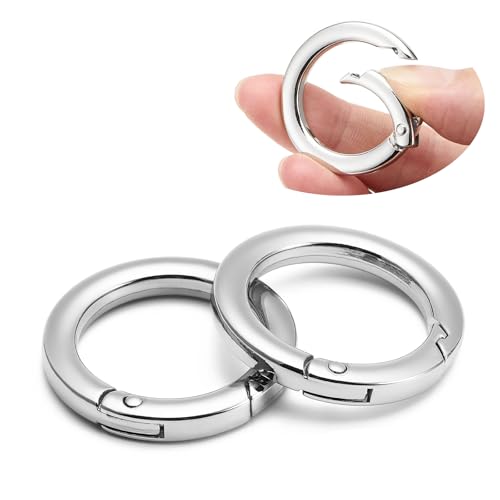 QIUTIMIY 4 Stück Rund Karabinerring O-Ring,Metall Runde Federspaltringe für Handtaschen, Schlüsselanhängern, Schnallen, Taschen, Geldbörsen(Silver,38mm) von QIUTIMIY