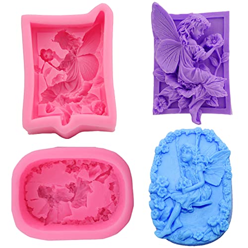Angel Handmade Soap Moulds，Angel Silicone Mould，Silicone Mould for Soap，Mould Fondant，DIY SoapMould fur Seifenherstellung 2 Stück（Flower Fairy Elf） von SZQIUNUBI