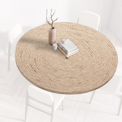 Runde Tischdecke Gartentischdecke Rund Tischtuch Tablecloth Gartentischtuch Gartentisch Decke Garten Tischdecken Tischtücher Outdoor Wetterfest Abwaschbar mit Gummizug für Draußen(D,60cm) von QIUWENSP