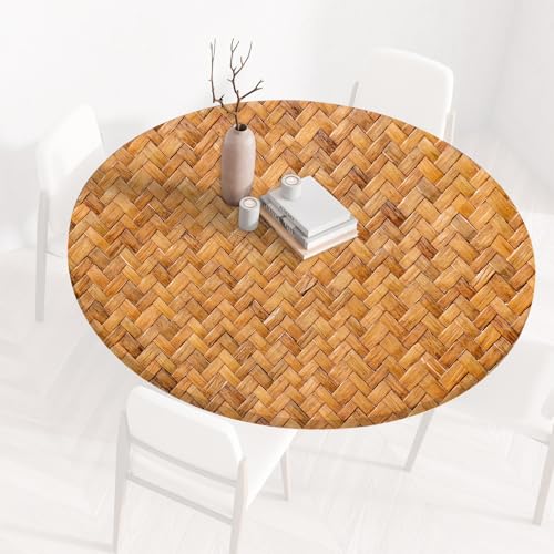 Runde Tischdecke Gartentischdecke Rund Tischtuch Tablecloth Gartentischtuch Gartentisch Decke Garten Tischdecken Tischtücher Outdoor Wetterfest Abwaschbar mit Gummizug für Draußen(F,60cm) von QIUWENSP