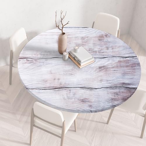 Runde Tischdecke Gartentischdecke Rund Tischtuch Tablecloth Gartentischtuch Holzoptik Gartentisch Decke Garten Tischdecken Outdoor Wetterfest Abwaschbar mit Gummizug für Draußen(H,100cm) von QIUWENSP