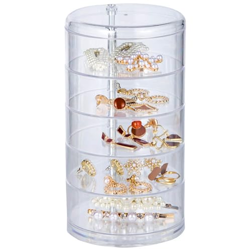 QIYUDUOLA 3/4/5 Etagen, drehbarer Schmuckständer, transparent, drehbar, Schmuck-Organizer, stapelbar, mehrlagig, transparent, rotierende Schmuckschatulle, rotierender Schmuckhalter QIYUDUOLA 3/4/5 Etagen, drehbarer Schmuckständer, transparent, drehbar, Schmuck-Organizer, stapelbar, mehrlagig, transparent, rotierende Schmuckschatulle, rotierender Schmuckhalter von QIYUDUOLA