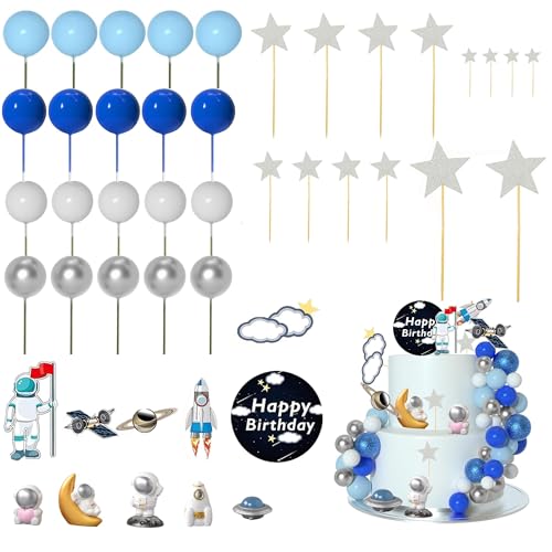 Astronaut Cake Topper, 45 PCS Weltraum Tortendeko, Astronaut Kuchen Deko, Weltraum Kuchen Dekorationen, Tortendeko Kugeln für Kindergeburtstage, Mottopartys, Babypartys Astronaut Cake Topper, 45 PCS Weltraum Tortendeko, Astronaut Kuchen Deko, Weltraum Kuchen Dekorationen, Tortendeko Kugeln für Kindergeburtstage, Mottopartys, Babypartys von QIZHIQIAMY