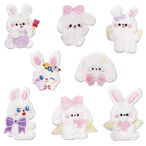 Aufnäher Ostern Dekoration, 8 PCS Bügelflicken Kinder, Bestickte Flicken Patches Ostern, Flicken zum Aufbügeln Kinder, Bügel Applikationen für DIY Osterdekorationen, Kleidung, Schultaschen (A) von QIZHIQIAMY