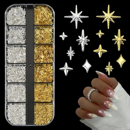 Nagel Charms Gold Silber Sterne 1 Boxen 12Raster Stern Nail Charm 3D Metall Nagelsteine Goldene und Silberne Legierung Charms Nägel Moden Nagelschmuck Nieten Nail Gems für DIY Nail Art Dekoration Nagel Charms Gold Silber Sterne 1 Boxen 12Raster Stern Nail Charm 3D Metall Nagelsteine Goldene und Silberne Legierung Charms Nägel Moden Nagelschmuck Nieten Nail Gems für DIY Nail Art Dekoration von QIZHIQIAMY