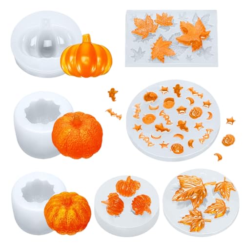 Silikonform Kürbis, Gießform Herbst, Kerzenform Kürbis, Silikonformen Gießformen Herbst, Halloween Thanksgiving Harzformen für DIY Kerzen, Seifen, Pralinen, Kunsthandwerk (7PCS) von QIZHIQIAMY