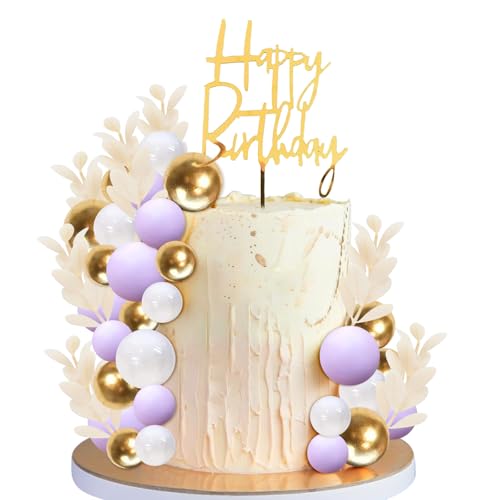Torten Deko Kugeln, 50 PCS Kugel Cake Topper, Kuchen Dekoration Kugel, Boho Tortendeko Kugeln, Ball Kuchen Dekoration, Cake Topper Geburtstag für Hochzeiten, Feste, Babypartys (Lila) von QIZHIQIAMY