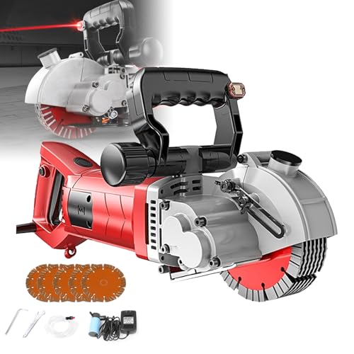 QIeCny Wandschlitzfräse Für Beton, 5500 W, Elektrische Wandnut-Schneidemaschine, Leichtes Zielen, Wasserpumpe (kein Staub) + 360° Keine Toten Ecken, Maximale Schnitttiefe (40 Mm),Red von QIeCny