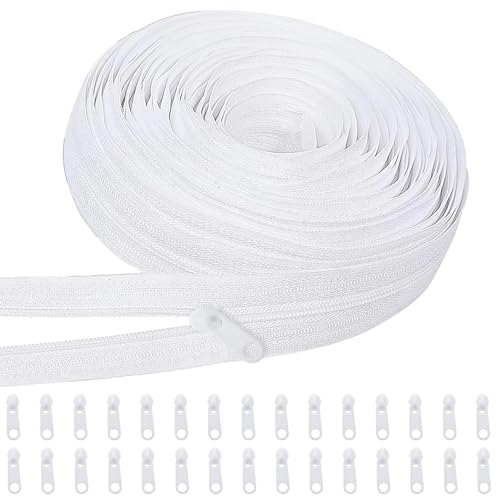 Endlosreißverschluss mit Zipper, 20m Lang Reißverschluss Endlosmit 30 Reißverschlusszügen,Nylon Weiß Reissverschluss,Reisverschluss Endloses weiß für Kleidung Tasche Bettwäsche DIY-Näharbeiten Endlosreißverschluss mit Zipper, 20m Lang Reißverschluss Endlosmit 30 Reißverschlusszügen,Nylon Weiß Reissverschluss,Reisverschluss Endloses weiß für Kleidung Tasche Bettwäsche DIY-Näharbeiten von QJIRZB