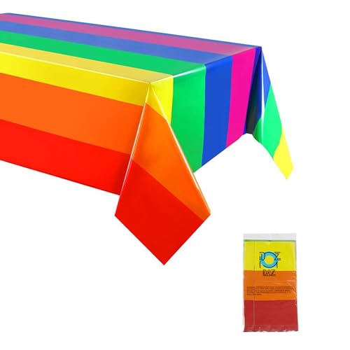 QKEPCY Tischdecke Geburtstag Regenbogen Bunt Plastik Premium Rechteckig Wchmutzabweisende wasserdichte für Kinder Mädchen Jungen Geburtstag Party Dekoration QKEPCY Tischdecke Geburtstag Regenbogen Bunt Plastik Premium Rechteckig Wchmutzabweisende wasserdichte für Kinder Mädchen Jungen Geburtstag Party Dekoration von QKEPCY