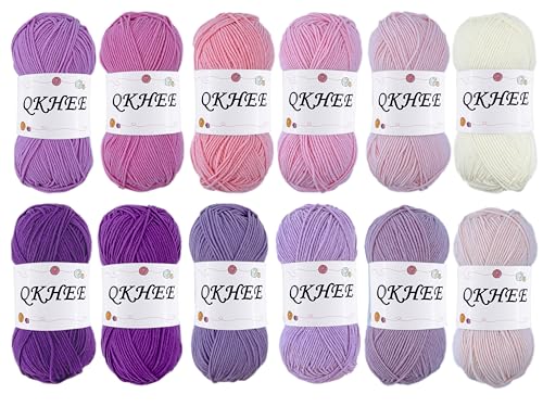QKHEE Garn zum Häkeln und Stricken, 50 g, weiches Garn, 60 % Baumwolle, 40 % Acryl, feines Häkelset, geeignet für die Herstellung von Oma-Quadraten und Amigurumi (elegant) von QKHEE