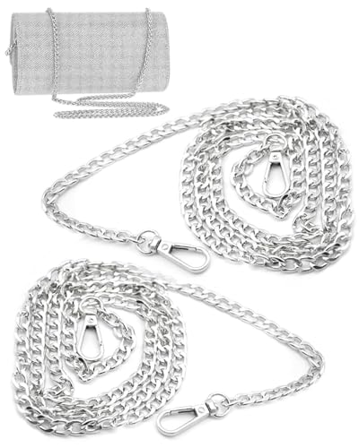 QLEUIFT 1Paar Handtasche Kette,Taschenkette Metall Schulterriemen DIY Trageriemen Ersatz Taschenkette Schulterriemen für DIY Tasche Handtaschenketten Umhängetasche Handtasche Ersatzkette(Silber,120cm) QLEUIFT 1Paar Handtasche Kette,Taschenkette Metall Schulterriemen DIY Trageriemen Ersatz Taschenkette Schulterriemen für DIY Tasche Handtaschenketten Umhängetasche Handtasche Ersatzkette(Silber,120cm) von QLEUIFT