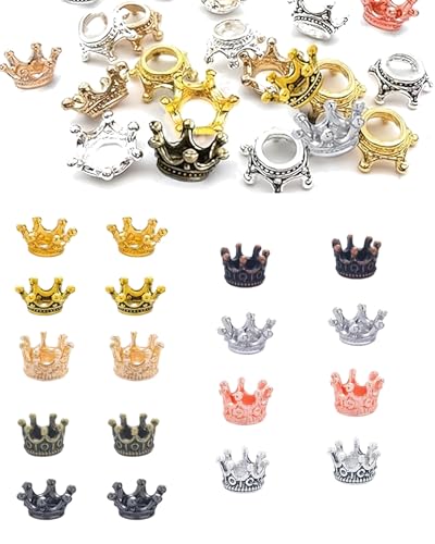 QLEUIFT 9 Farben 90 pcs Kleine Goldene Kronen Mini Krone Charms, Vintage Tibetischen Stil Legierung Perlen Kappe Anhänger Charms, zum Basteln DIY Krone Schmuck QLEUIFT 9 Farben 90 pcs Kleine Goldene Kronen Mini Krone Charms, Vintage Tibetischen Stil Legierung Perlen Kappe Anhänger Charms, zum Basteln DIY Krone Schmuck von QLEUIFT
