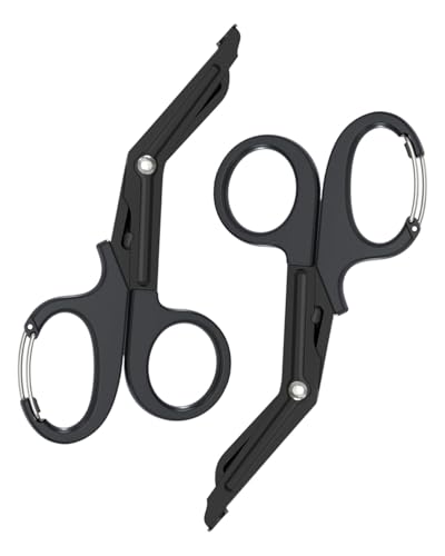 QLEUIFT Medizinische Verbandschere, Medizinische Scheren, EMT- und Trauma-Scheren, Rostfreier Stahl Verbandscheren 15cm Bent Stealth für Krankenschwestern, Medizinstudenten, Notaufnahme,schwarz von QLEUIFT