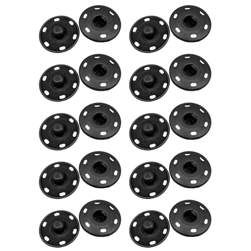 10 Sets große, rostfreie Metall-Druckknöpfe zum Nähen, Druckknöpfe aus Messing, Schwarz (25 mm) von QLHNGUZ