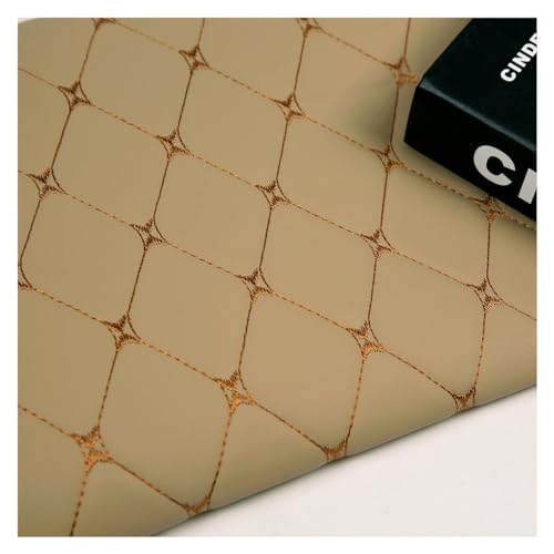 Kunstleder Lederkonzept Kunstleder Polsterstoff Gesteppt Kaschiert Meterware Möbelstoff Dekostoff,Schwarz(Beige,1.4X1m) von QLKFTRVNH
