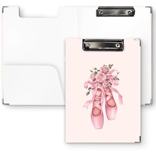 QLMX Ballett-Klemmbrett mit rosa Schleife, rosa Ballettschuhe, Klemmbrett-Mappe, Ballerina-Tanz-Klemmbretter für Frauen, Tänzerin, Lehrer, Mädchen, Ballett-Geschenke, Büro, Schulbedarf, 31 x 23 cm QLMX Ballett-Klemmbrett mit rosa Schleife, rosa Ballettschuhe, Klemmbrett-Mappe, Ballerina-Tanz-Klemmbretter für Frauen, Tänzerin, Lehrer, Mädchen, Ballett-Geschenke, Büro, Schulbedarf, 31 x 23 cm von QLMX