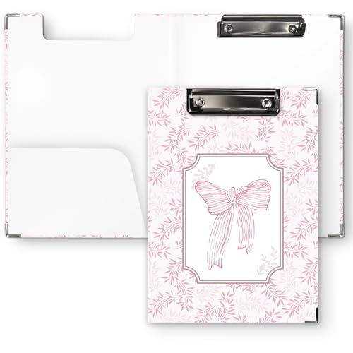 QLMX Dekoratives Klemmbrett mit pinker Schleife, mit Aufbewahrung, Coquette Pink Klemmbrett-Ordner, adrette Schleifen, Klemmbretter für Frauen und Mädchen, Kokettschleifen, Geschenke, Büro QLMX Dekoratives Klemmbrett mit pinker Schleife, mit Aufbewahrung, Coquette Pink Klemmbrett-Ordner, adrette Schleifen, Klemmbretter für Frauen und Mädchen, Kokettschleifen, Geschenke, Büro von QLMX