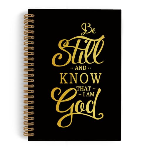 QLMX Gold Christian Be Still and Know That I Am God Spiralnotizbuch, Gebetstagebuch, Bibeljournaling-Notizbücher für Schularbeit, christliches, religiöses Bürobedarf, Geschenke für Frauen und Männer von QLMX