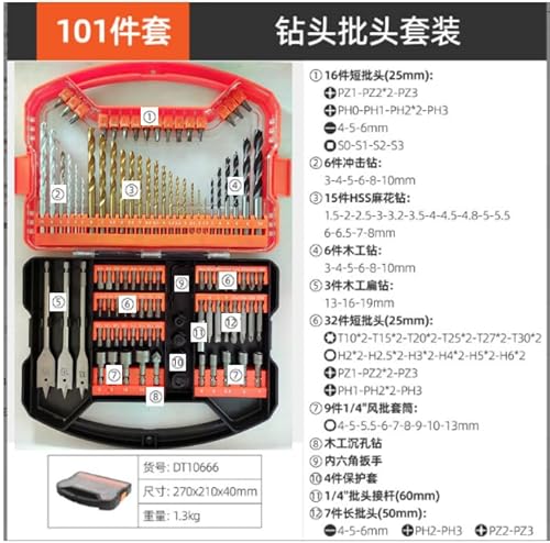 101 Pcs Hss 4241 Geradeschaft Bohrer Bits Set, komplettes Kombi Set inklusive Diverse Bohrer und Zubehör mit Aufbewahrungsbox für Eisen Kupfer Aluminium Holz von QLOUNI