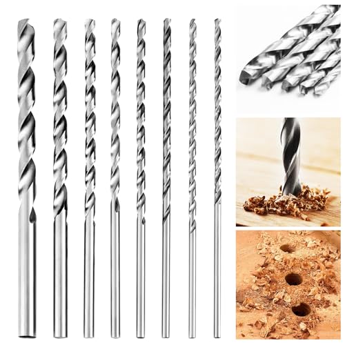 QLOUNI 8 Stück Spiralbohrer HSS Schlangenbohrer Set Lang Holzspiralbohrer Twist Drill Set mit Durchmesser 4mm / 4.2mm / 4.5mm / 5mm / 5.2mm / 6mm / 8mm / 10mm von QLOUNI