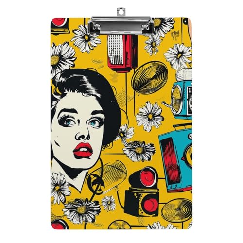 Klemmbretter mit Retro-Mädchen-Muster, Standard-A4, Briefgröße, Klemmbretter mit flachem Profil, leichtes Acryl-Klemmbrett, dekorative Klemmbretter für Krankenschwestern, Arbeit, Büro, 31,8 x 21,6 cm Klemmbretter mit Retro-Mädchen-Muster, Standard-A4, Briefgröße, Klemmbretter mit flachem Profil, leichtes Acryl-Klemmbrett, dekorative Klemmbretter für Krankenschwestern, Arbeit, Büro, 31,8 x 21,6 cm von QLPTM