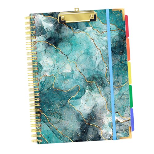 Qloztyse Spiralbinder-Klemmbrett mit Notizblock – Notizbuch-Organizer, 32,5 cm × 23,9 cm, faltbares Klemmbrett mit Stauraum und Taschen, nachfüllbar, liniert (passend für A4/Brief-Format) von QLoztyse