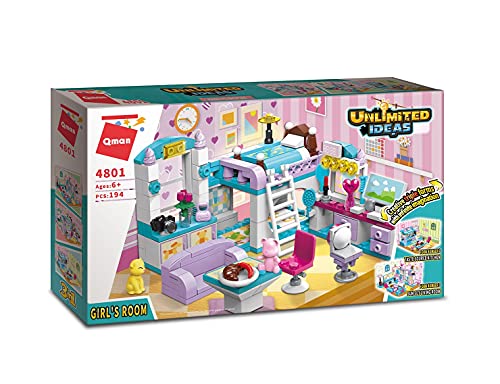 Qman 4801 Unlimited Ideas Girls Room Mädchenzimmer 3in1 Klemmbaustein-Set für Mädchen Kinder ab 6 Jahre Qman 4801 Unlimited Ideas Girls Room Mädchenzimmer 3in1 Klemmbaustein-Set für Mädchen Kinder ab 6 Jahre von QMAN