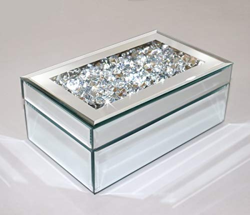 QMDECOR Luxuriöse, silberfarbene Schmuckkästchen mit zerkleinertem Diamantglas, verspiegelt, Aufbewahrungsbox, Schmuckschatulle für Damen QMDECOR Luxuriöse, silberfarbene Schmuckkästchen mit zerkleinertem Diamantglas, verspiegelt, Aufbewahrungsbox, Schmuckschatulle für Damen von QMDECOR