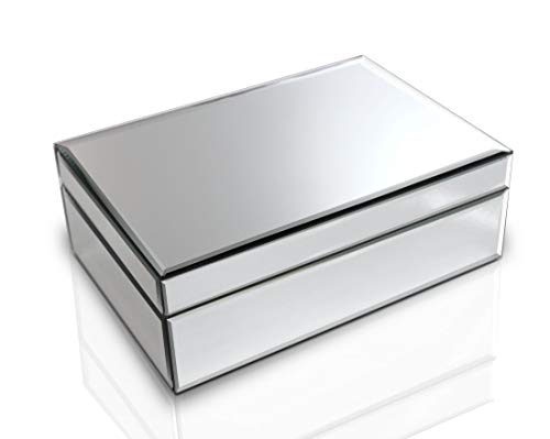 QMDECOR Silberne Glas-Schmuckschatulle, schöne Oberfläche, Aufbewahrung, stabiler Organizer, hochwertiger Schmuck-Organizer, Erinnerungsbox, attraktive und hochwertige Schmuckschatulle. von QMDECOR
