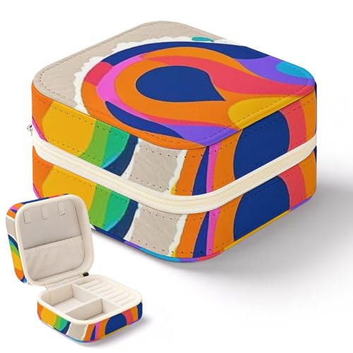 QMKFWT Bunte Schmuckschatulle mit Hundepfotenabdruck, Mini-Reisebox, kleiner Schmuck-Organizer für Ringe, Ohrringe, Anhänger, Halsketten, Organizer, Aufbewahrung, Etui, Geschenk von QMKFWT