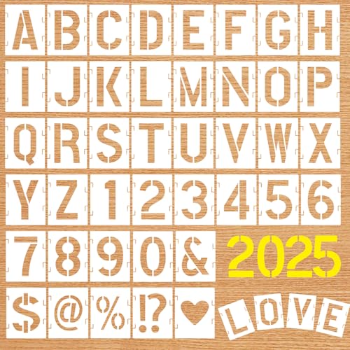 QMLING 84 Stück Buchstaben Schablone Set, 5cm/2,5cm Wiederverwendbare Buchstaben Zahlen Zeichen Schablonen, Alphabetschablone für Holzschilder DIY Malerei und Handwerk QMLING 84 Stück Buchstaben Schablone Set, 5cm/2,5cm Wiederverwendbare Buchstaben Zahlen Zeichen Schablonen, Alphabetschablone für Holzschilder DIY Malerei und Handwerk von QMLING