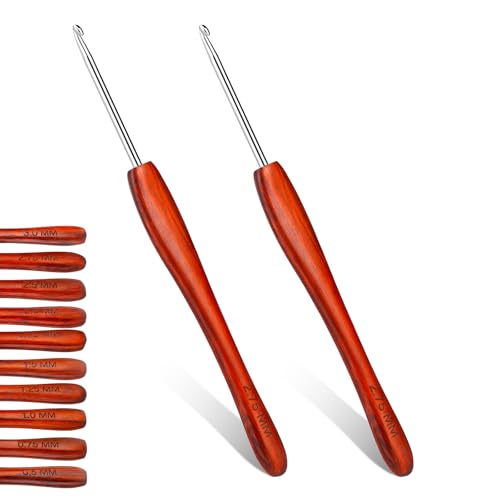 QMNNMA Häkelnadel, 2,75 mm Häkelnadel, erhältlich in 0,5 mm - 3 mm, ergonomischer handpolierter Holzgriff für arthritische Hände, für Anfänger, und Häkelgarn QMNNMA Häkelnadel, 2,75 mm Häkelnadel, erhältlich in 0,5 mm - 3 mm, ergonomischer handpolierter Holzgriff für arthritische Hände, für Anfänger, und Häkelgarn von QMNNMA