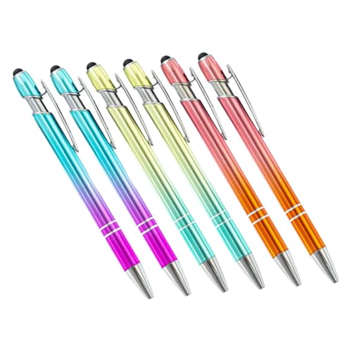 QMOWIZ Kugelschreiber WAGLOS 6 Stück Kugelschreiber mit Farbverlauf, Tintenroller, Aluminium-Gel-Tintenstifte, tragbarer Neutralstift für Studenten Gel Ink Pen von QMOWIZ