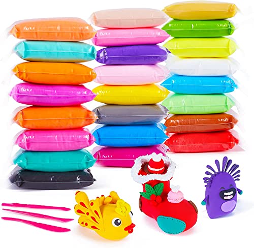 QMAY Modelliermasse Lufttrocknend, 24 Farben Lufttrocknender Ton Magischer Knete, Modelliermasse für Kinder, Geschenk für Jungen und Mädchen im Alter von 3-12 Jahren QMAY Modelliermasse Lufttrocknend, 24 Farben Lufttrocknender Ton Magischer Knete, Modelliermasse für Kinder, Geschenk für Jungen und Mädchen im Alter von 3-12 Jahren von QMay