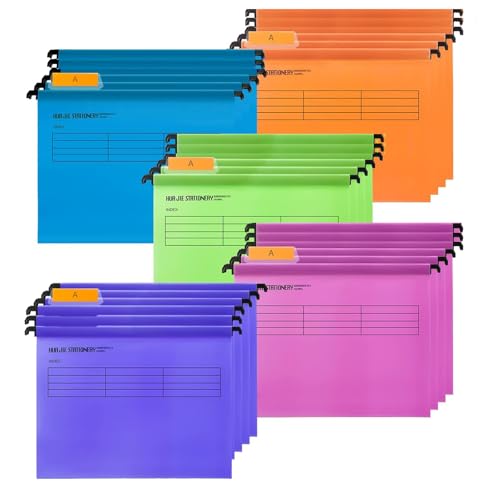 30pcs Hängemappen A4 Polypropylen Aktenschrank Hängemappen mit Tabs und Karteneinlagen für Schule Zuhause Arbeit Büro (5 Farbe) von QNLEMON