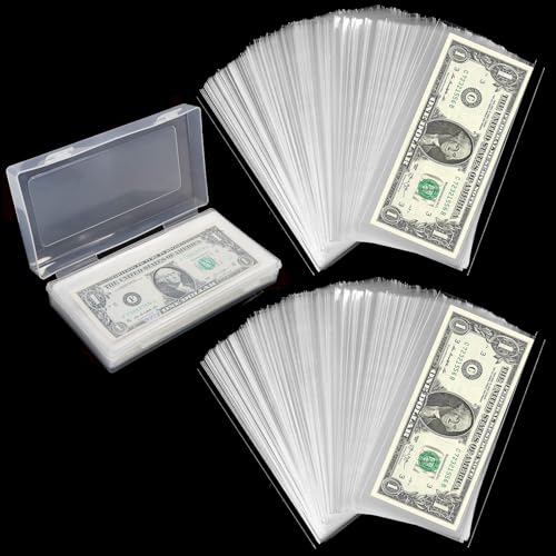 Banknotenhülle aus Kunststoff,200 Stück Dollar Billhalter mit Aufbewahrungsbox Durchsichtiges Banknoten Geschenkpapier für Banknoten Banknoten Lesezeichen Stempel Banknotenhülle aus Kunststoff,200 Stück Dollar Billhalter mit Aufbewahrungsbox Durchsichtiges Banknoten Geschenkpapier für Banknoten Banknoten Lesezeichen Stempel von QNLEMON