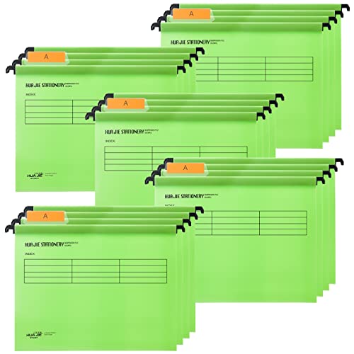 Hängemappen A4,QNLEMON 20 Stück Polypropylen Aktenschrank Hängemappen mit Tabs und Karteneinlagen für Schule Zuhause Arbeit Büro (Grün) von QNLEMON