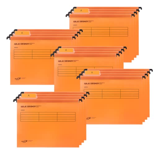 Hängemappen A4,QNLEMON 20 Stück Polypropylen Aktenschrank Hängemappen mit Tabs und Karteneinlagen für Schule Zuhause Arbeit Büro (Orange) von QNLEMON