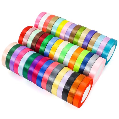 QNLEMON Satinband 20 Farben 12mm x 22m Schleifenband Polyester Satinband Seidenband für Geschenkband Geschenk Verpackung Blumenstrauß Weihnachtsdeko Hochzeit Geburtstag Party（Zufällige Farbe） von QNLEMON
