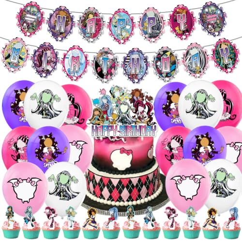 QNUOXEP 30 pcs Monster Geburtstags Dekorationen, Cartoon Geburtstagsparty Set - Kuchen Topper Cupcake Topper Luftballons Banner Monster Theme Party Supplies für Kindergeburtstag Party Deko QNUOXEP 30 pcs Monster Geburtstags Dekorationen, Cartoon Geburtstagsparty Set - Kuchen Topper Cupcake Topper Luftballons Banner Monster Theme Party Supplies für Kindergeburtstag Party Deko von QNUOXEP