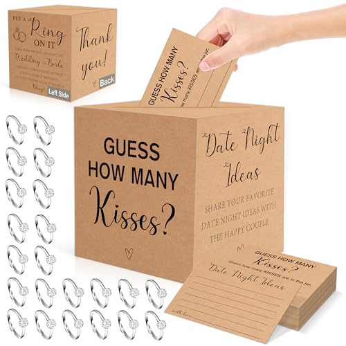 Brautparty-Spiele: 3 Hochzeitsspiele: Legen Sie einen Ring darüber, raten Sie, wie viele Küsse, Date-Nacht-Ideen. Minimalistische Brautparty-Dekoration, Hochzeits-Party-Spiele, von QOFO
